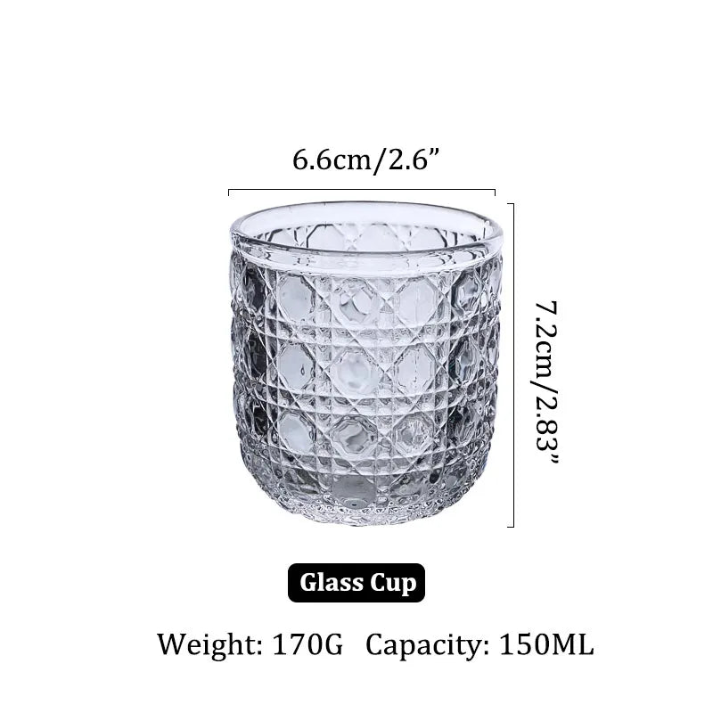 Embossed Pattern Large Capacity Drinking Glass Cup Thickened Water Cup Set Juice Coffee Drinkware Whiskey Beer Mugs Glassware