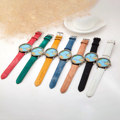 Fashion Global World Map Plane Denim Fabric Band Watch Casual Men Women Wristwatches Quartz Watch Gift Horloges Relógio - BeeTrendyShop.COM