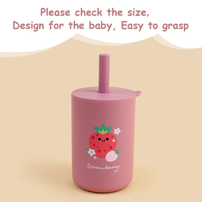 Baby Feeding Straw Cup – Anti-Hot Leakproof Silicone Toddler Water Bottle