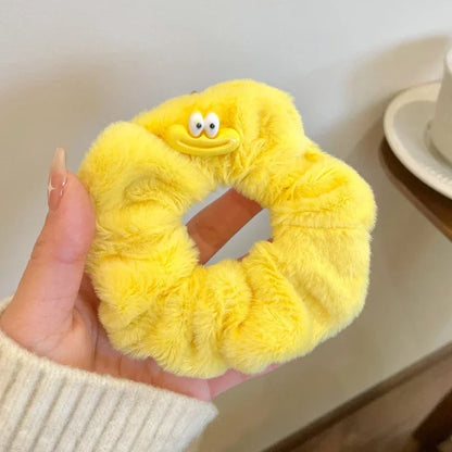 Korean Plush Cat Ear Scrunchies - High Elastic Hair Ties - BeeTrendyShop.COM