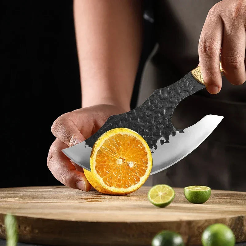High Hardness Butcher's Knife BBQ Meat Fruit Cutting Utility Knife Professional Bone Chopping Axe Wood Handle Chef Slicing Knife
