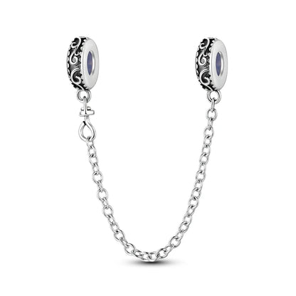 925 Sterling Silver Safety Chain Travel Charm Beads – Aircraft, Earth & Camera