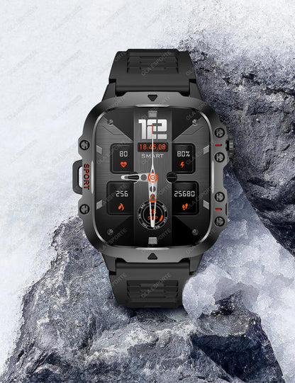 Military Smartwatch for Men – IP68 5ATM Waterproof, Outdoor Fitness Tracker, Health Monitor, Bluetooth