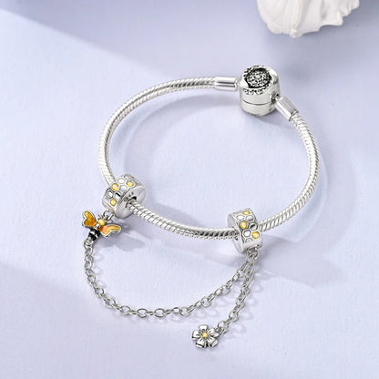 925 Sterling Silver Safety Chain Travel Charm Beads – Aircraft, Earth & Camera