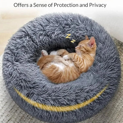 40-90cm Round Plush Pet Bed - Winter Warm Dog & Cat Bed for Medium-Large Pets - BeeTrendyShop.COM