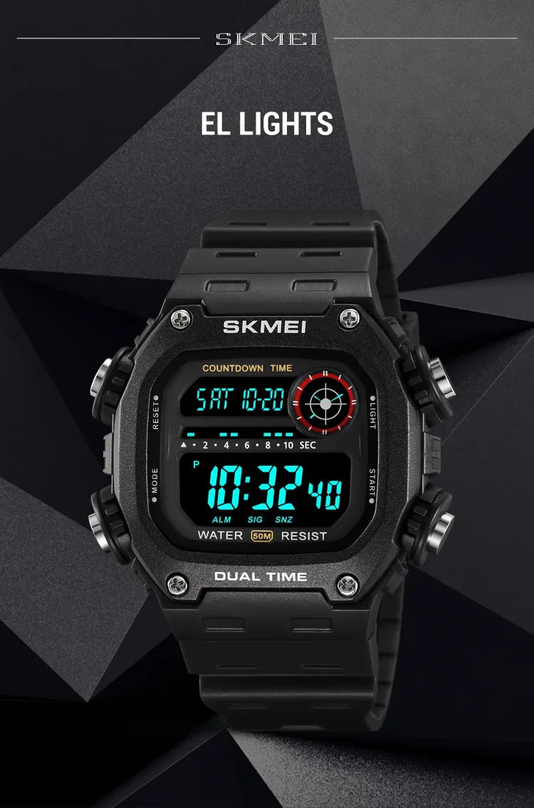 SKMEI 2126 Digital Countdown Sports Watches for Men LED Display Waterproof Stopwatch Mens Wristwatch Alarm Clock montre homme - BeeTrendyShop.COM