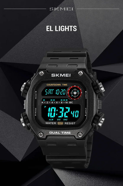 SKMEI 2126 Digital Countdown Sports Watches for Men LED Display Waterproof Stopwatch Mens Wristwatch Alarm Clock montre homme - BeeTrendyShop.COM