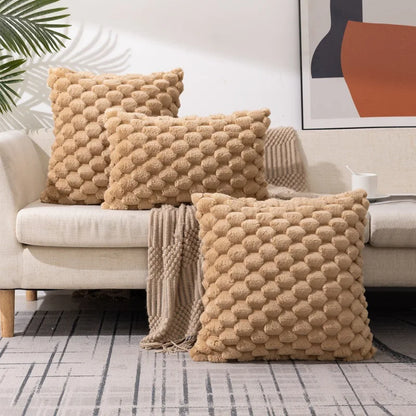 4-Piece Soft Decorative Cushion Cover Set 18x18 Inch – Removable Washable Pillowcase for Sofa & Bedroom