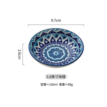 Bohemian Ceramic Sauce & Sushi Dipping Dish – Seasoning Plate for BBQ, Sashimi & Desserts