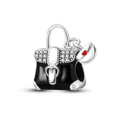 Silver Cute Animal Charm Bead – Penguin & Avocado Dangle Pendant for Bracelets