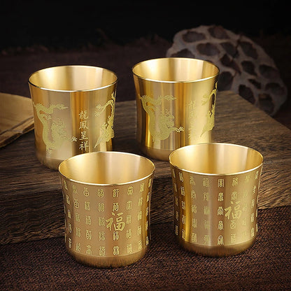 Brass Antique Tea Cup – Chinese Vintage Teacup for Home Office Bar Decor