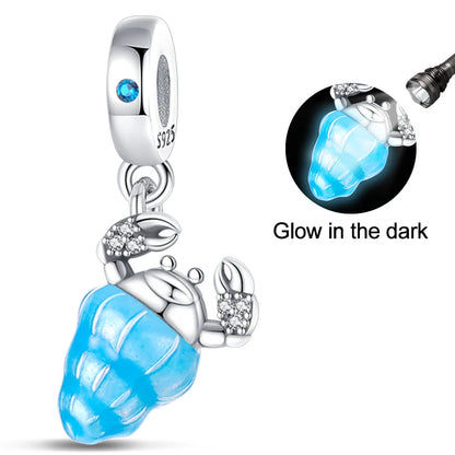 925 Sterling Silver Blue Crab & Red Lobster Charm Bead – Ocean DIY Jewelry