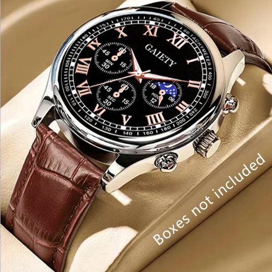 1PCS Fashion Men's Watch Set Business Versatile Retro Classic Quartz Watch Suitable for Daily Clothing Matching or Holiday Gifts
