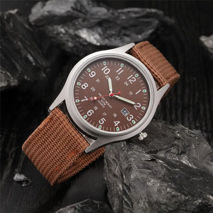 1pc / lot Cheap Watches For Men Fashion Nylon Band Military Army Sports Date Quartz Watch Erkek Barato Saat Reloj Hombre Black - BeeTrendyShop.COM