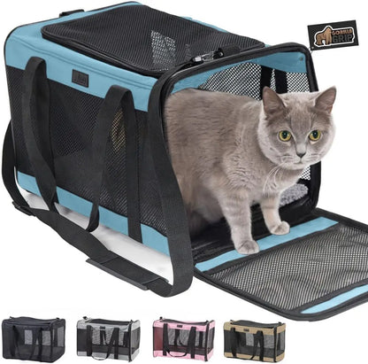 Collapsible Cat Carrier Bag – Transparent Breathable Mesh, Lightweight & Portable (Up to 10KG)