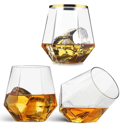 Diamond Clear Plastic Wine Glass – 360ml Party Cocktail Tumbler