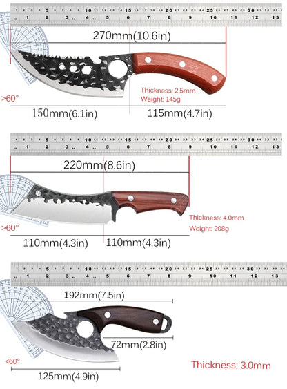 WXCOO Hand Forged Butcher Knife – High Carbon Steel BBQ & Meat Cutting Chef Knife