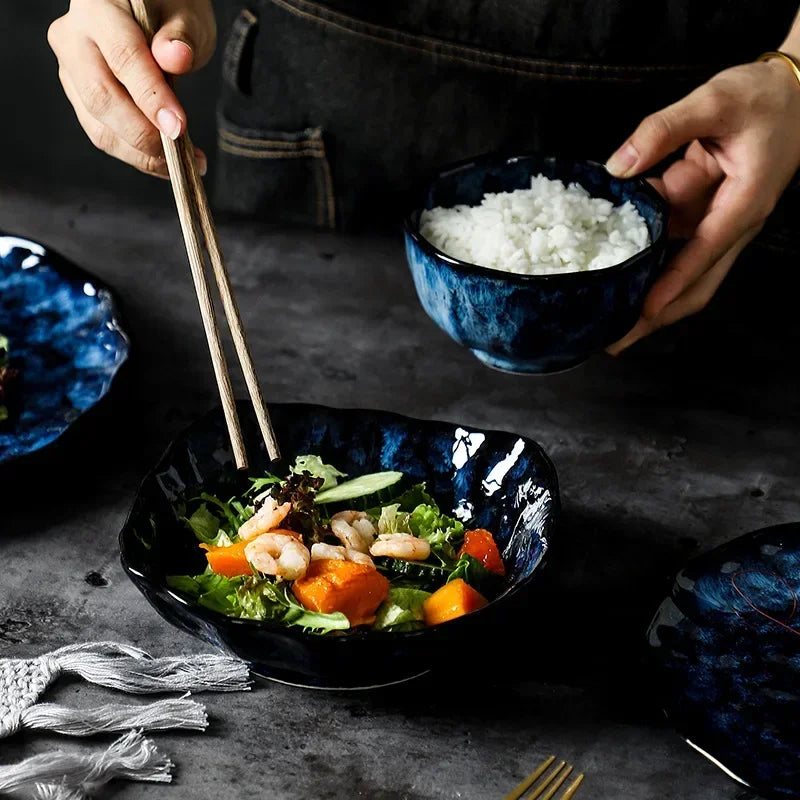 Creative Irregular Ceramic Tableware Soup Bowl Salad Bowl Dessert Plate Deep Plate Fish Plate Seasoning Dish Specialty Tableware