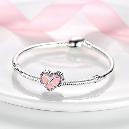 925 Sterling Silver Tree of Life & Peach Heart Charm Bead – Sweet Love DIY Jewelry