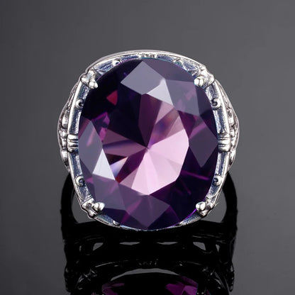 925 Sterling Silver Amethyst Gemstone Ring – Handmade Victorian Jewelry