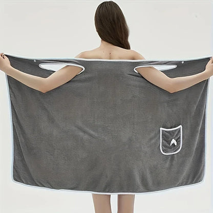 Women's Wearable Bath Towel Wrap – Long Style Microfiber Bathrobe for Bathroom & Spa