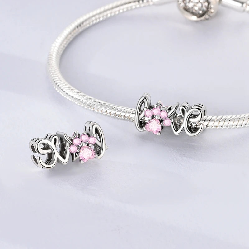 925 Sterling Silver Love Heart Family Charm Bead – DIY Jewelry Gift for Women