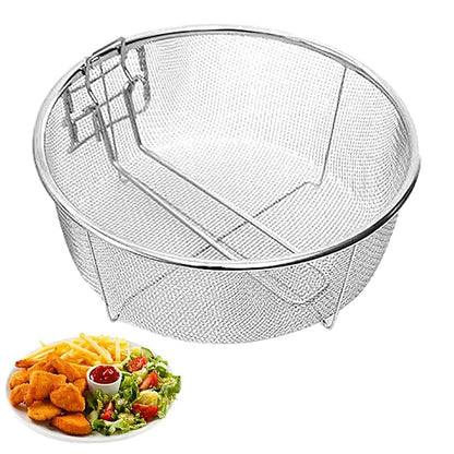 Stainless Steel French Fries Basket with Handle – Deep Fryer Strainer & Blanching Skimmer