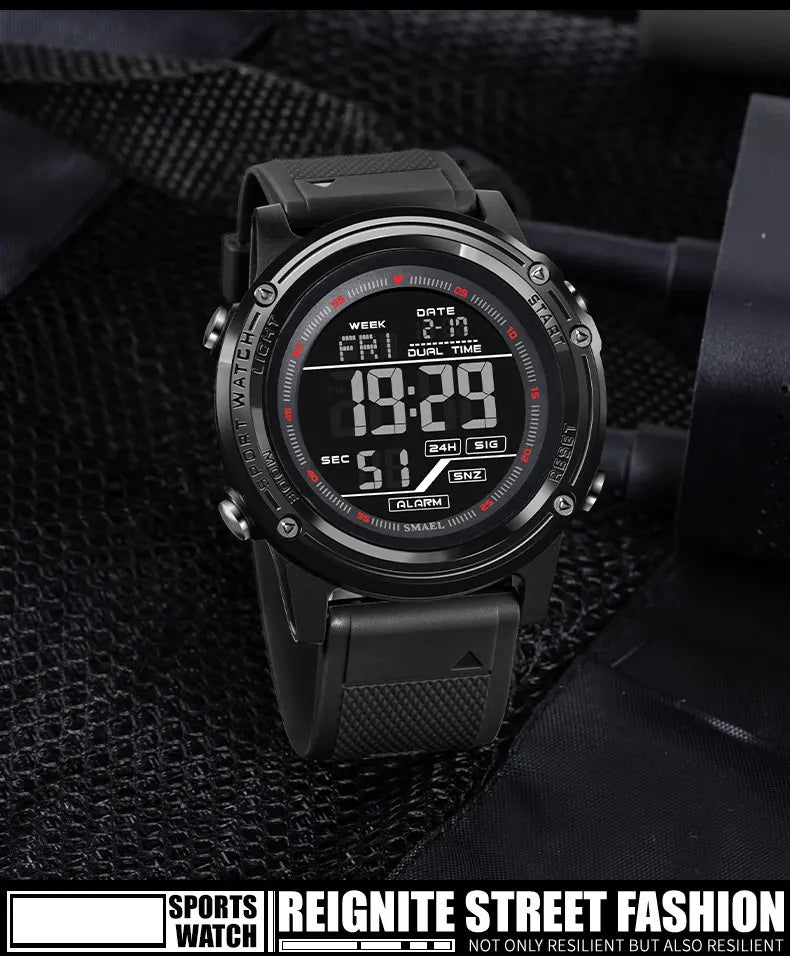 Digital Watches for Men  50m Waterproof  Sports Watches LED Big Dail Display Digital Stopwatch 8125 LED Watch Men's Wristwatches