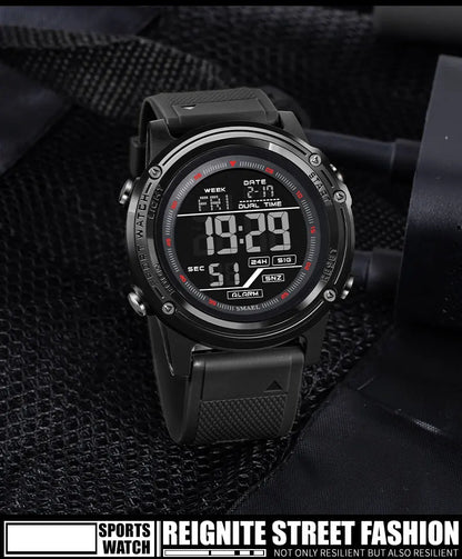Men's Digital Sport Watch – 50M Waterproof, LED, Stopwatch, Military Tactical Wristwatch