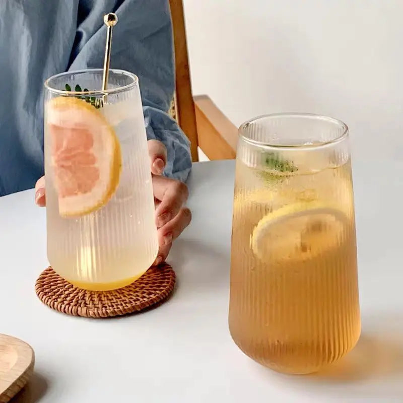 500ML Stripe Glass Cup – Wine Coffee Whiskey Beer Cocktail Drinking Glass