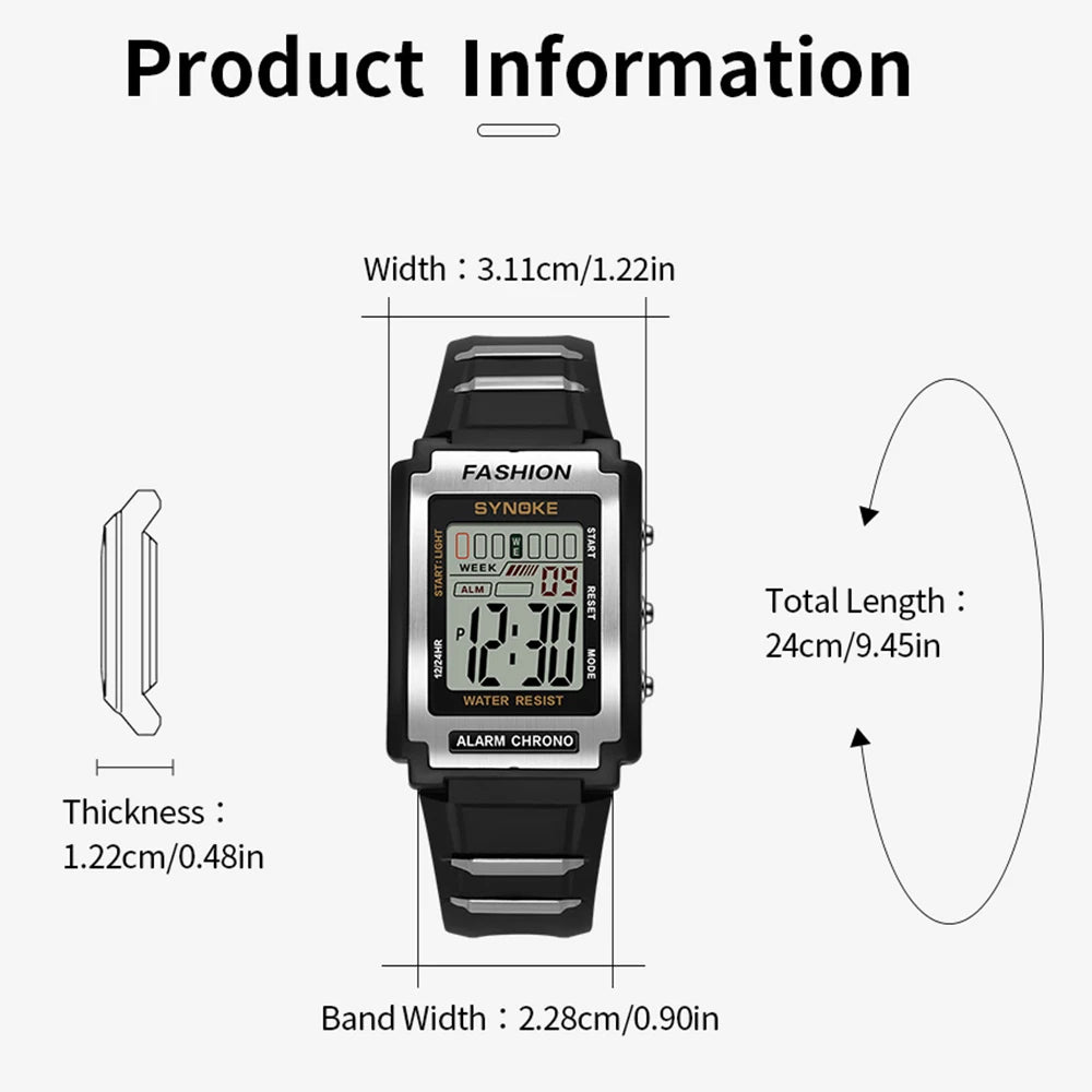 Digital Watches For Men Waterproof 31mm Ultra-thin Electronic Wristwatch Chronograph Sport SYNOKE Watch - BeeTrendyShop.COM