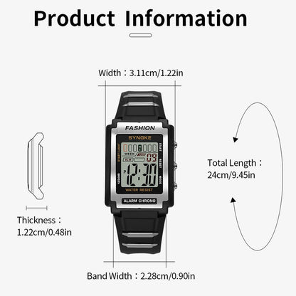 Digital Watches For Men Waterproof 31mm Ultra-thin Electronic Wristwatch Chronograph Sport SYNOKE Watch - BeeTrendyShop.COM
