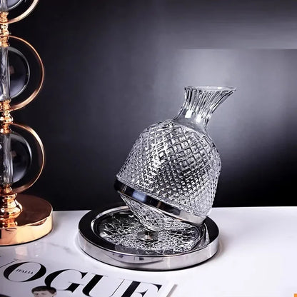 360° Rotating Wine Decanter – 1500ml Crystal Glass Aerator Jug