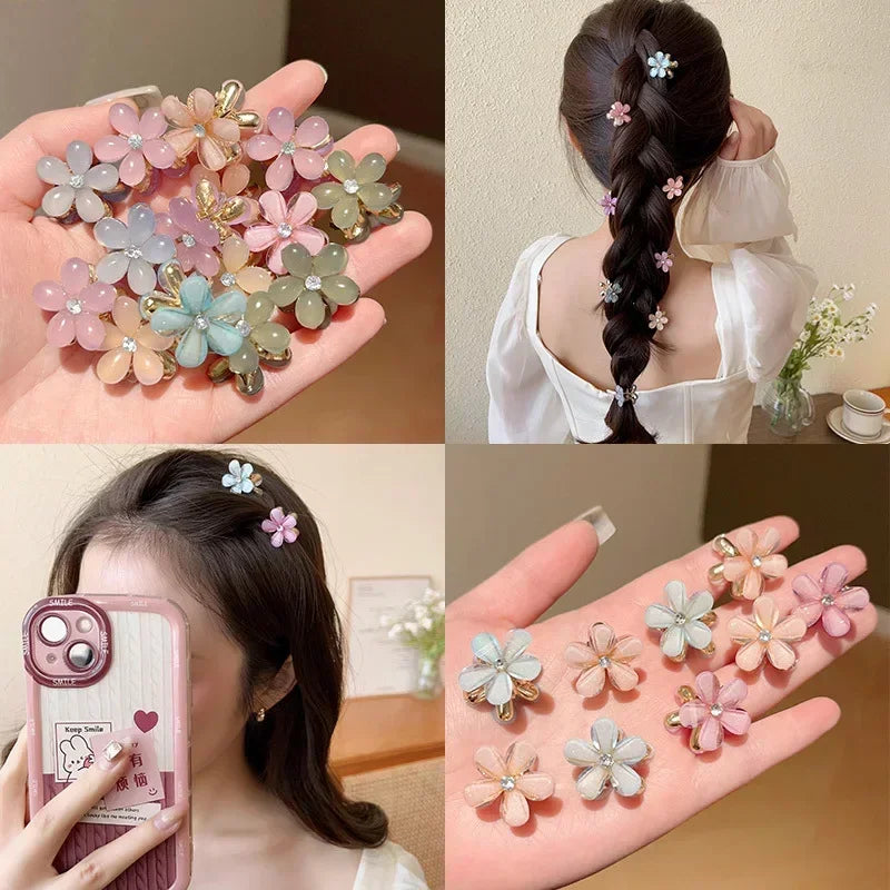 Mini Flower Hair Claw Clips – Colorful Opal Hairpins for Women & Girls (1/10Pcs)