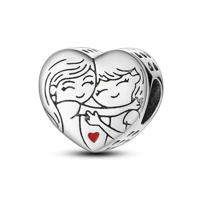 925 Sterling Silver Tree of Life & Peach Heart Charm Bead – Sweet Love DIY Jewelry