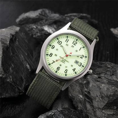 1pc / lot Cheap Watches For Men Fashion Nylon Band Military Army Sports Date Quartz Watch Erkek Barato Saat Reloj Hombre Black - BeeTrendyShop.COM