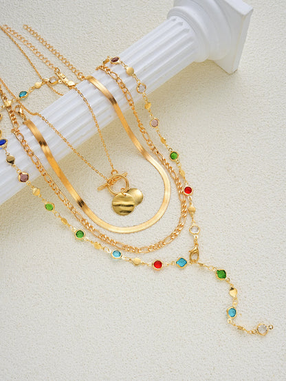 Vintage Gemstone Layered Necklace Set (3/4-Piece)