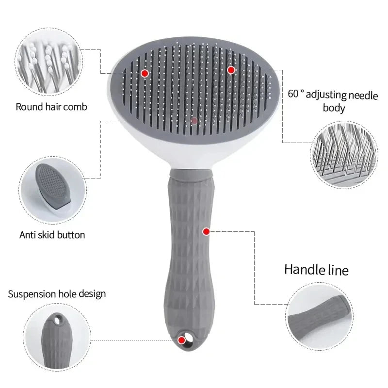 Self-Cleaning Pet Brush – Dog & Cat Grooming Comb