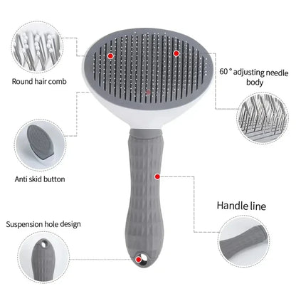 Self-Cleaning Pet Brush – Dog & Cat Grooming Comb