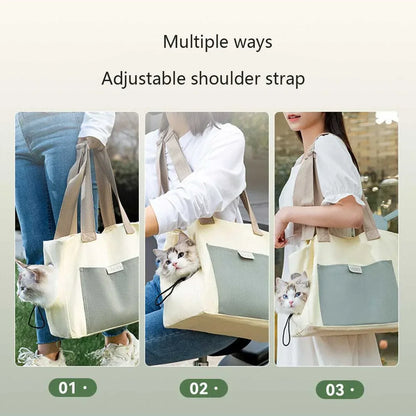 Canvas Cat Carrier Bag – Shoulder Sling & Travel Backpack for Small Dogs & Cats