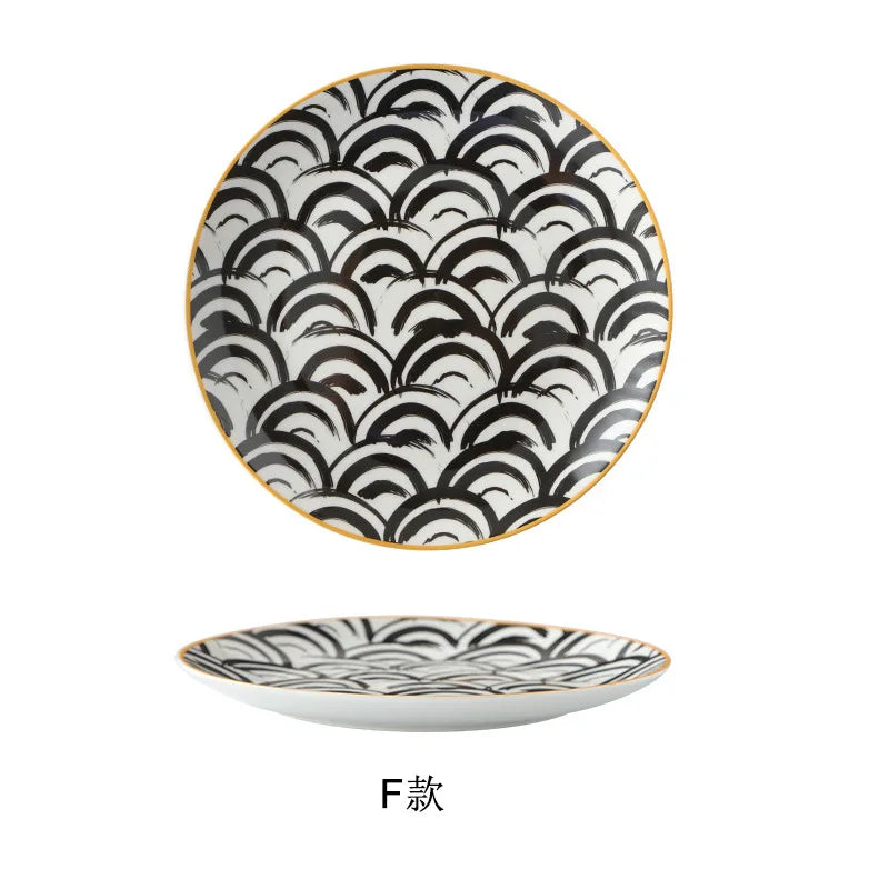 Japanese-style wavy vegetable plate Household ceramic creative Western food plate High-end Nordic dessert plate