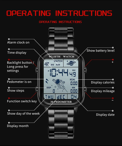 Men's Digital Watch – Stopwatch, Electronic Wristwatch, Outdoor Timing, Multifunction Sport