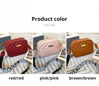 High quality women's PU rolling strip camera bag shoulder bag mobile phone bag casual crossbody bag - BeeTrendyShop.COM