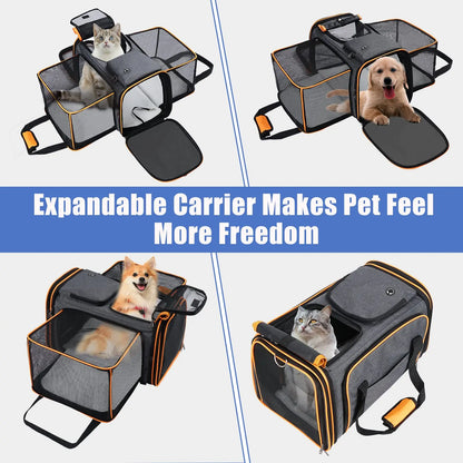 Expandable Pet Carrier Bag – Airline Approved Travel Bag for Dogs & Cats