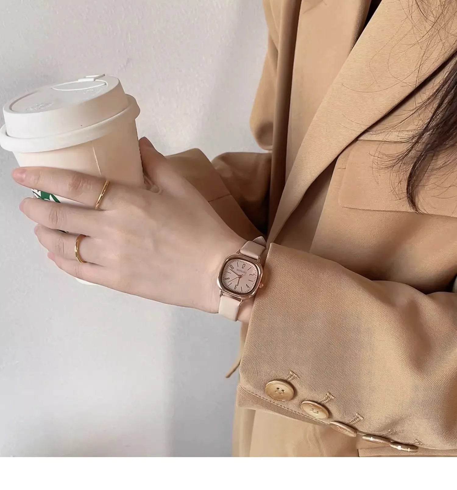 Casual Wrist Watches Retro Square Quartz Digital Mini Dial Leather Strap Fashionable Clock Waterproof Wristwatch for Women - BeeTrendyShop.COM