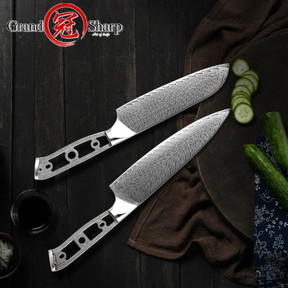 DIY Damascus Steel Knife Blank – 67-Layer Hand Forged Japanese Chef Knife Material