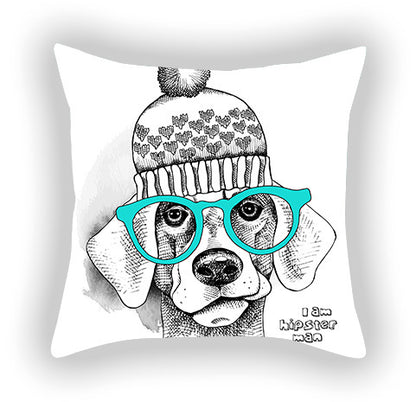 Blue Series Pet Dog Print Pillow Cover – Sofa, Balcony & Car Cushion Case for Dog Lovers
