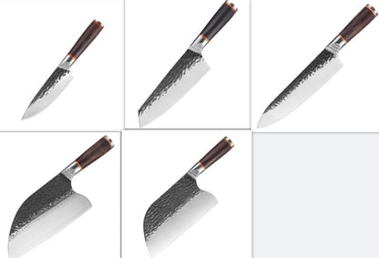 Forged Hammer Pattern Stainless Steel Kitchen Knife Set – Chef, Chopper & Slicing Knives