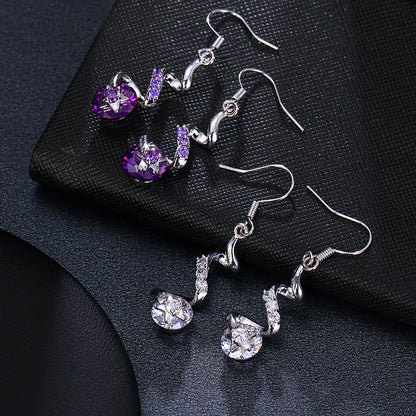 Purple Zircon Spiral Ear Hook Earrings – Geometric Copper Jewelry for Women