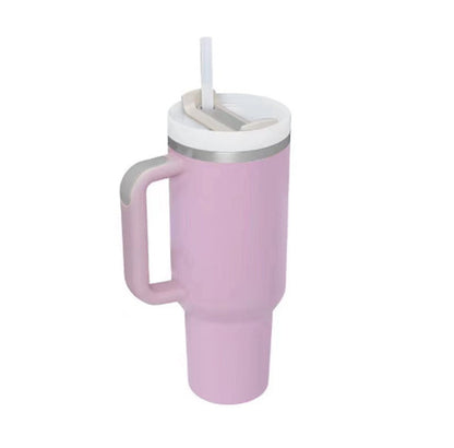 40 Oz Insulated Tumbler with Handle & Straw – Stainless Steel Vacuum Cup
